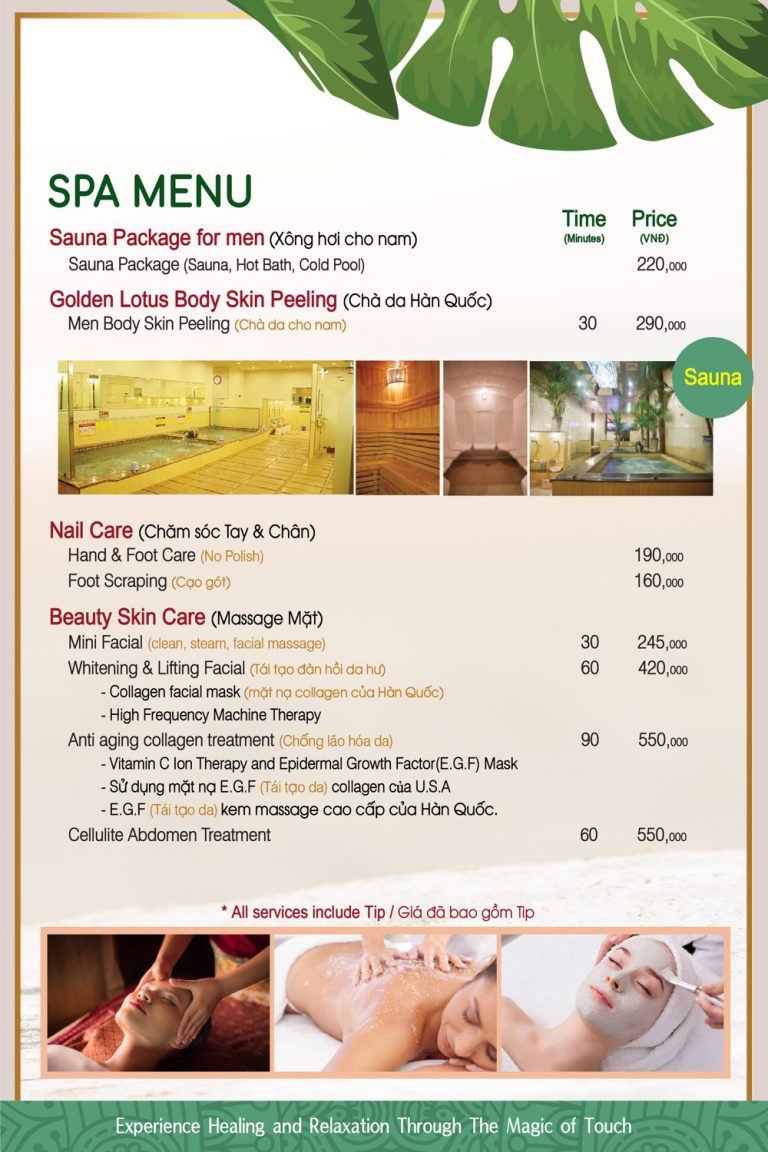 Bảng giá dịch vụ massage Quận 1 Quận 3 Quận 7 Golden lotus