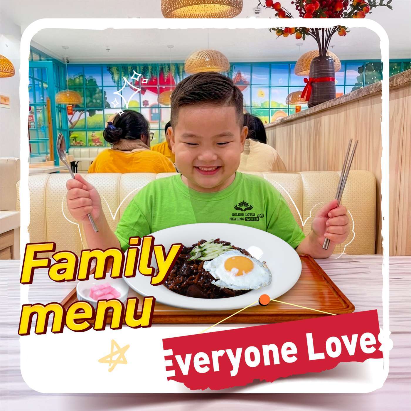 MENU GIA ĐÌNH BỒI BỔ CHO NGƯỜI LỚN, KHOÁI KHẨU CHO TRẺ EM GOLDEN KITCHEN