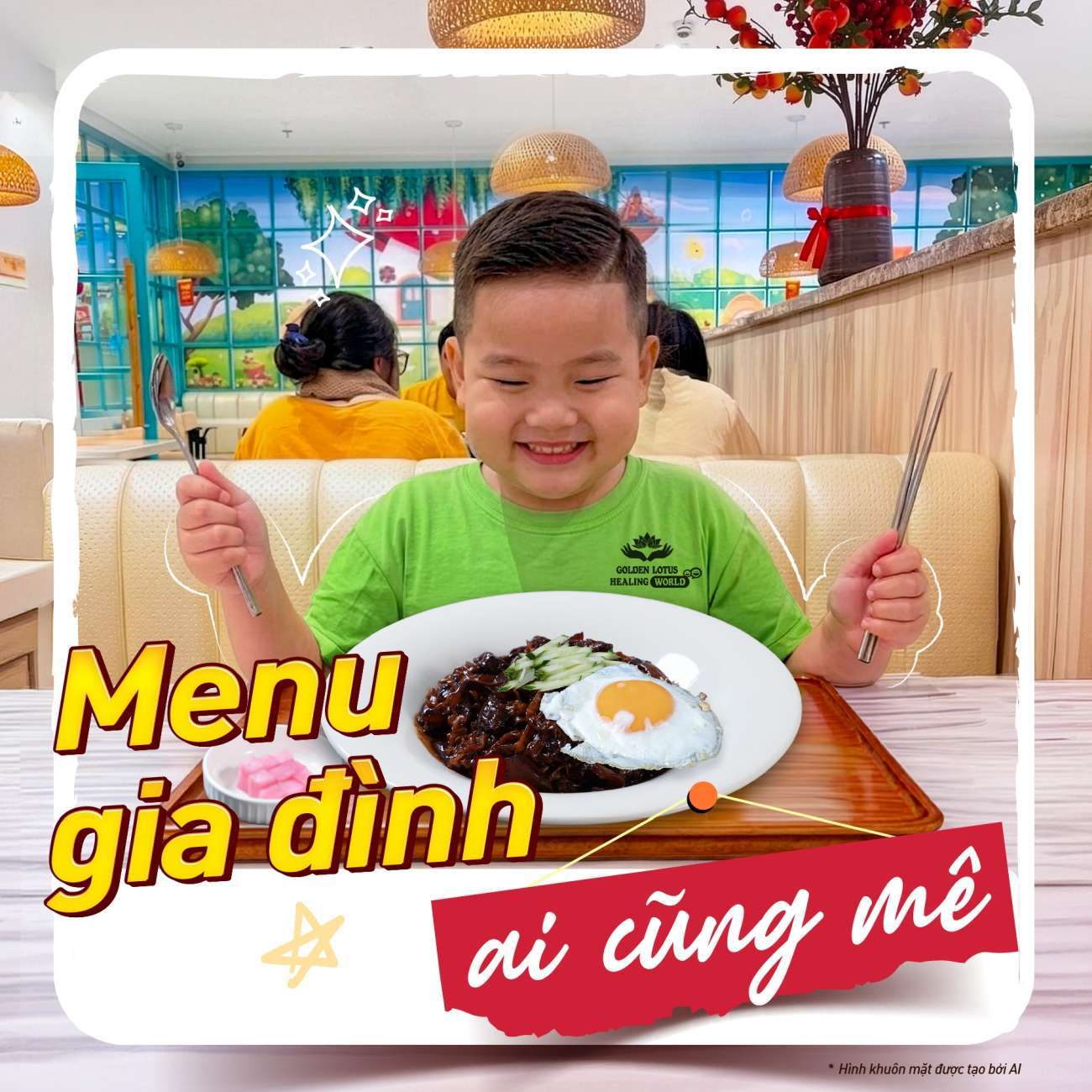 MENU GIA ĐÌNH BỒI BỔ CHO NGƯỜI LỚN, KHOÁI KHẨU CHO TRẺ EM GOLDEN KITCHEN